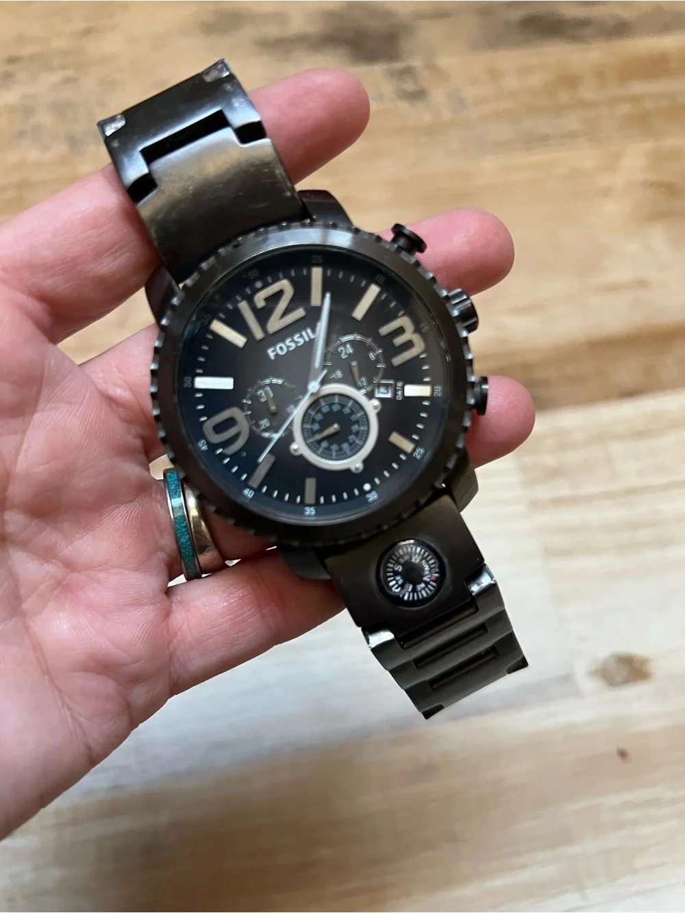 Fossil Black Gunmetal Stainless Steel Chronograph Watch